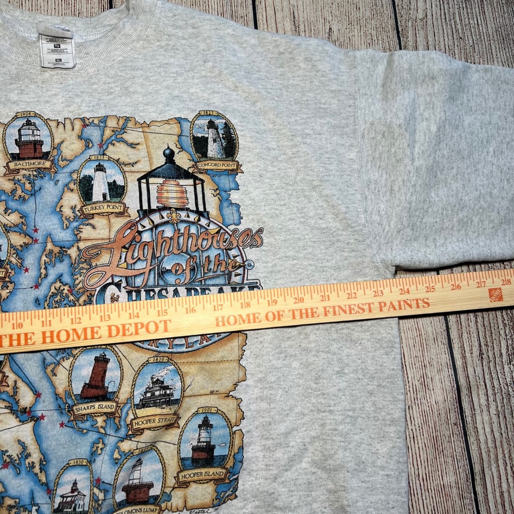 VTG 90s Lighthouses of the Chesapeake Bay Maryland Graphic Sweatshirt Womens XL - Picture 6 of 10